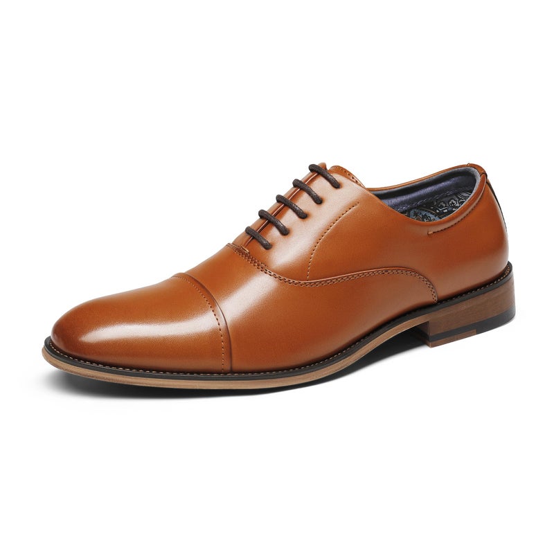 Bruno Marc Men's Lace Up Soft Cap-Toe Formal Dress Shoes,Size 8,Brown,Louis_2 - Image 1